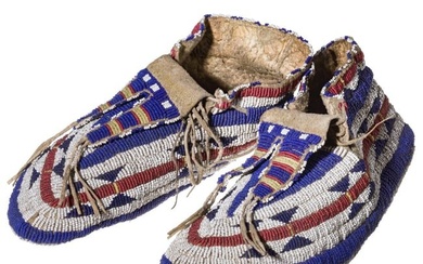A pair of Native American moccasins of Plains tribes