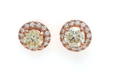 SOLD. A pair of diamond ear studs each set with numerous diamonds weighing a total of app. 1.70 ct., mounted in 18k rose gold. (2) – Bruun Rasmussen Auctioneers of Fine Art