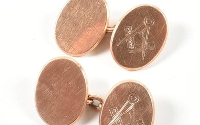 A pair of early 20th century 9ct gold Masonic cufflinks. The...
