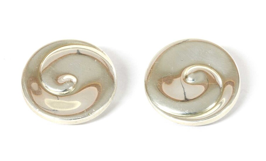 A pair of sterling silver Georg Jensen swirl earrings