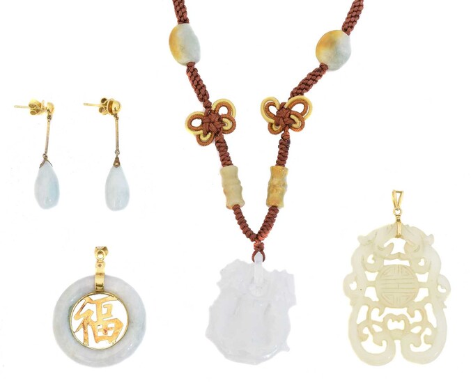 A selection of jade jewellery