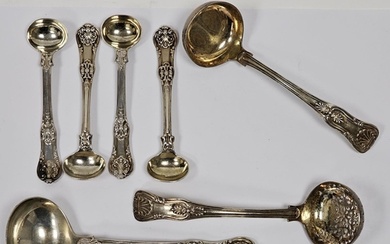 A set of four George IV Queen's pattern silver condiment spo...