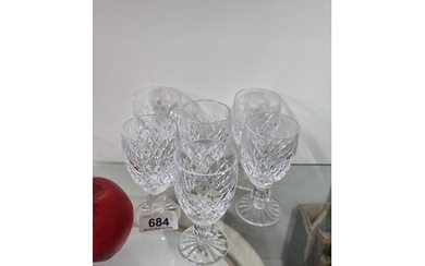 A set of seven ' Waterford' crystal wine goblets featuring i...