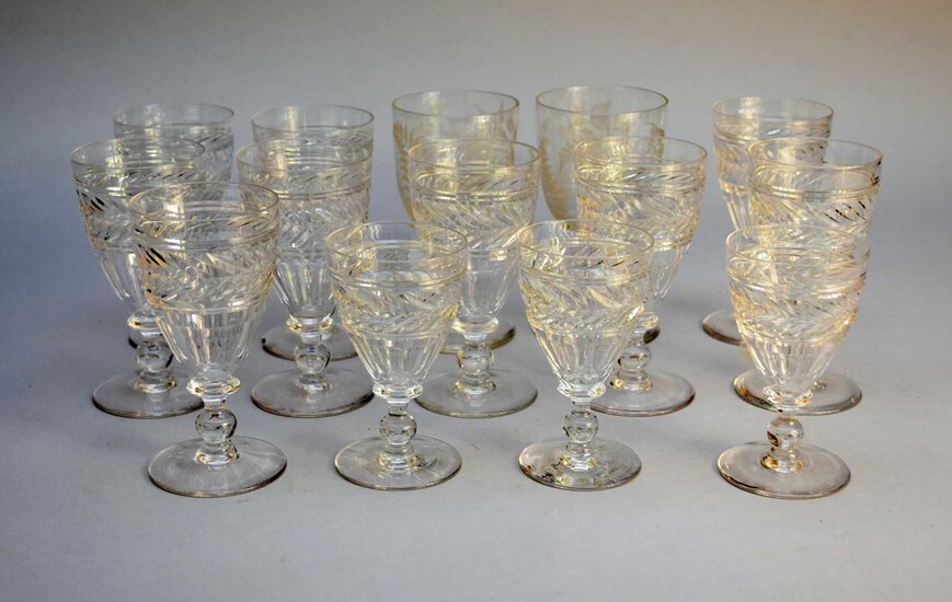 A suite of thirty cut lead crystal glasses, 20th century