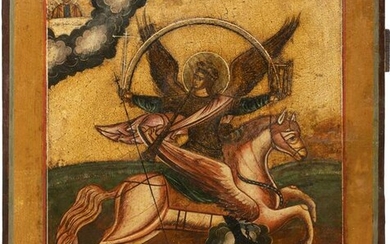 AN ICON SHOWING THE ARCHANGEL MICHAEL AS HORSEMAN OF