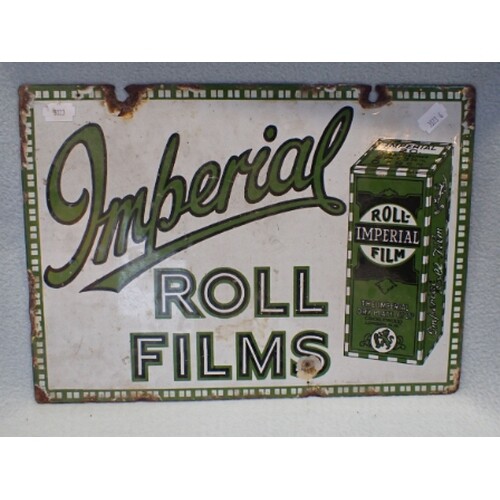 AN 'IMPERIAL ROLL FILMS' PHOTOGRAPHY ADVERTISING ENAMEL SIGN...