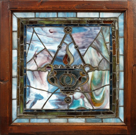ANTIQUE STAIN GLASS WINDOW 25 25