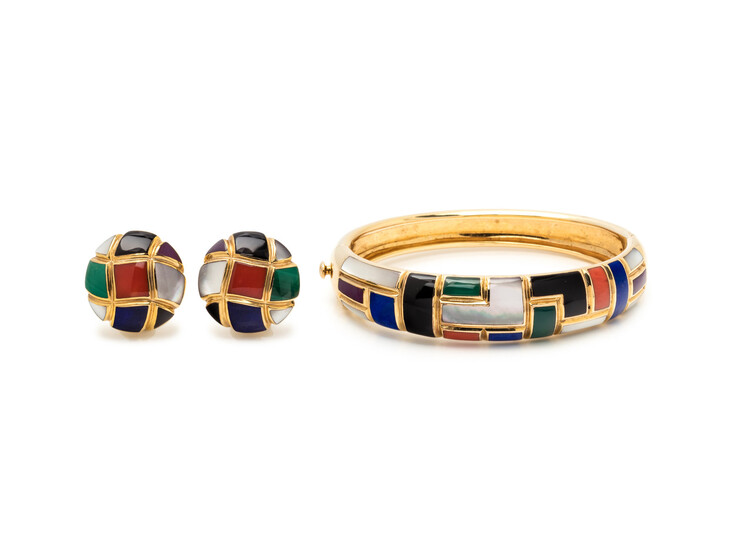 ASCH GROSSBARDT, COLLECTION OF YELLOW GOLD AND HARDSTONE INLAY JEWELRY