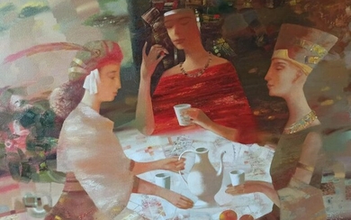 Abstract oil painting Tea party Anatoly Borisovich