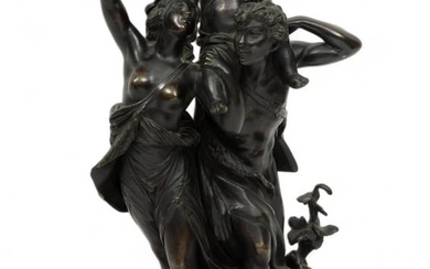 After Claude Michel, Clodion (French, 1738-14) Bronze Ca. 19th Cen., "The Triumph of Bacchus", H 15"