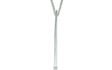 An 18ct gold diamond accent bar pendant, with trace-link chain.