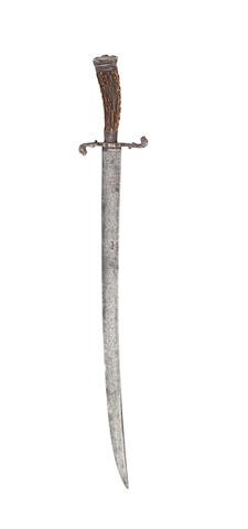 An English Silver-Mounted Hunting Hanger, Late 17th Century, Silver Mark WK Conjoined, Probably Of William Knight