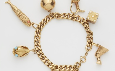 An Italian 18k gold charm bracelet.