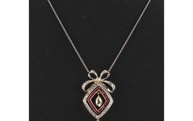 An early 20th century Belle Epoque ruby diamond & pearl pend...