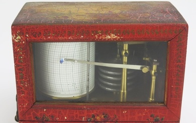An early 20th century French barograph, with five tier vacuu...