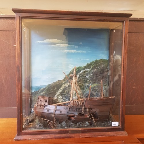 An early 20th century diorama model of the wreck of Endeavor...