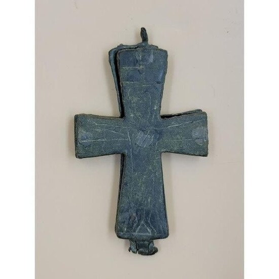 Ancient Bronze Byzantine Reliquary Cross 6-8th C