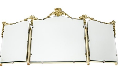 Antique French Provencal 3 Panel Vanity Mirror