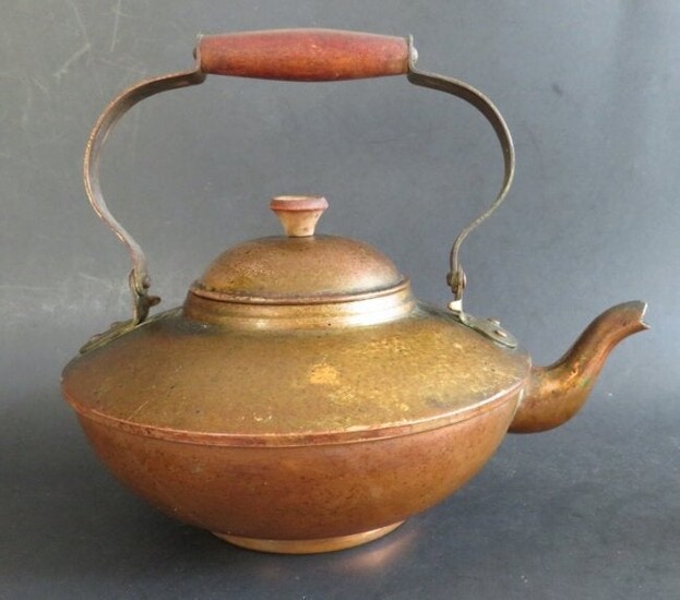 Antique Rustic Patina Copper Tea Kettle Portugal