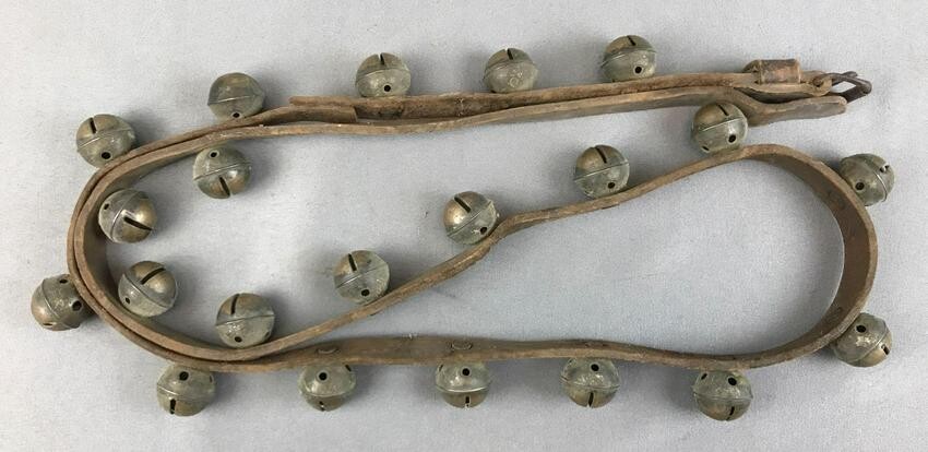 Antique Sleigh Bells on a Leather Strap