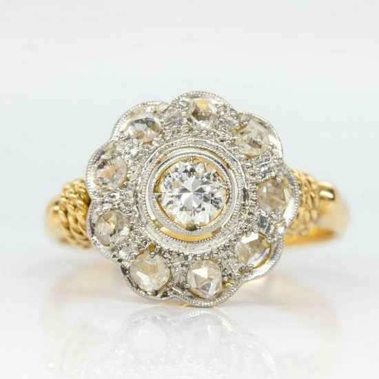 Antique Victorian 18K Gold Diamonds Ring