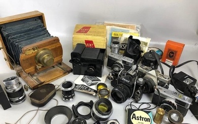 Antique and Vintage cameras and equipment wooden glass plate...
