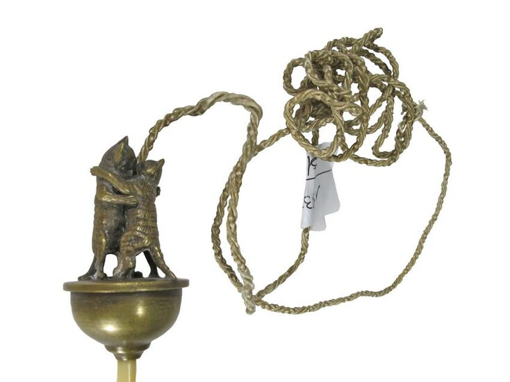 Antique cats bronze sculpture ring bell