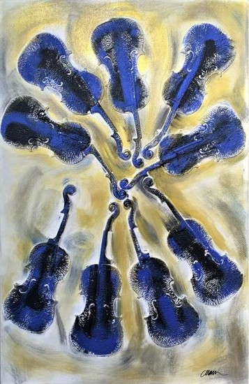 Arman - Empreintes de violon bleu, 2004 Épreuve