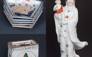 Aromatherapy burner, Set of blue and white small plates, Jingdezhen Avalokitesvara statue