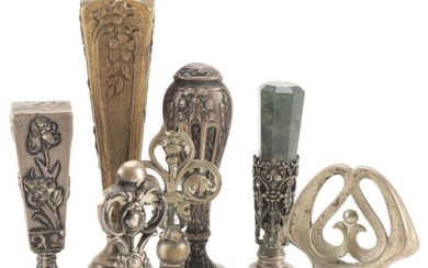 Art Nouveau Style Brass and Silver Tone Wax Stamps