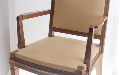 Art deco style chairs(2 pcs.) 20th century 30's. France. Art deco style. Walnut, fabric. Size 50x85x50x48x58 cm