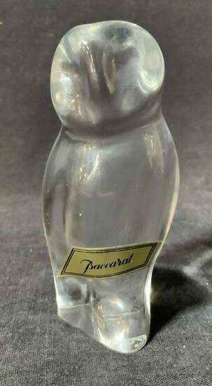 BACCARAT Crystal Barn Owl Paperweight