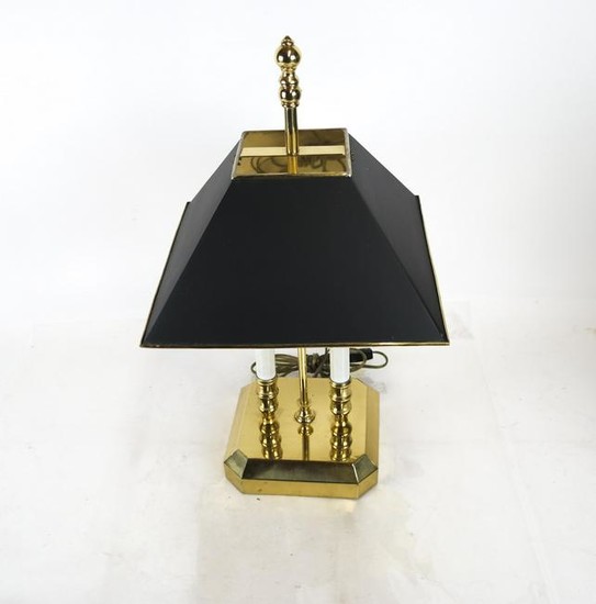 Brass Bouillotte Lamp with Tole Shade