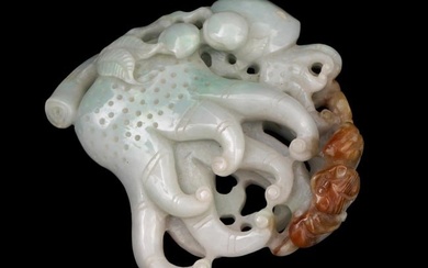 CHINESE HAND CARVED JADE BUDDHA HAND FIGURAL AMULET