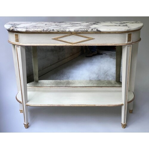 CONSOLE TABLE, French Directoire style grey painted and parc...
