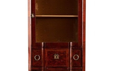 Cabinet Napoleon IIIFrance, mid 19th centurythree drawers with geometric pattern threads, upper part with one glass door, handles and keyholes in golden bronze