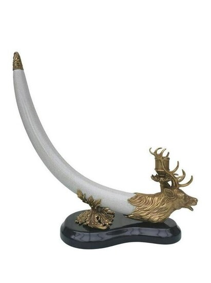 Candle holder - Hunting trophy - Bronze red deer and