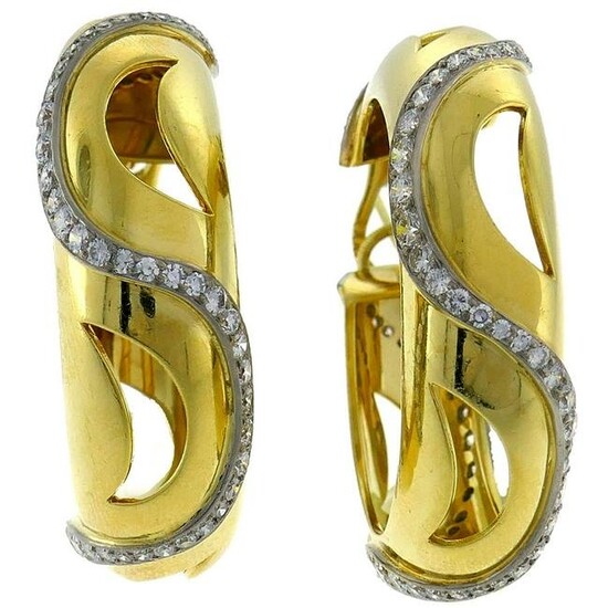 Cartier Diamond Yellow Gold Hoop Earrings