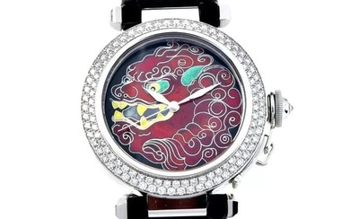 Cartier Pasha 2495 Chinese Guardian Dragon Cloisonné gold Watch