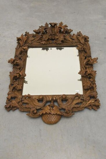 Carved oak mirror (100 x 70cm) + pieces