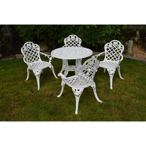 Cast iron five piece garden set - circular table {71 cm H x ...