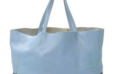 Céline Cabas Phantom Tote in Color Block Powder Blue and Navy Leather