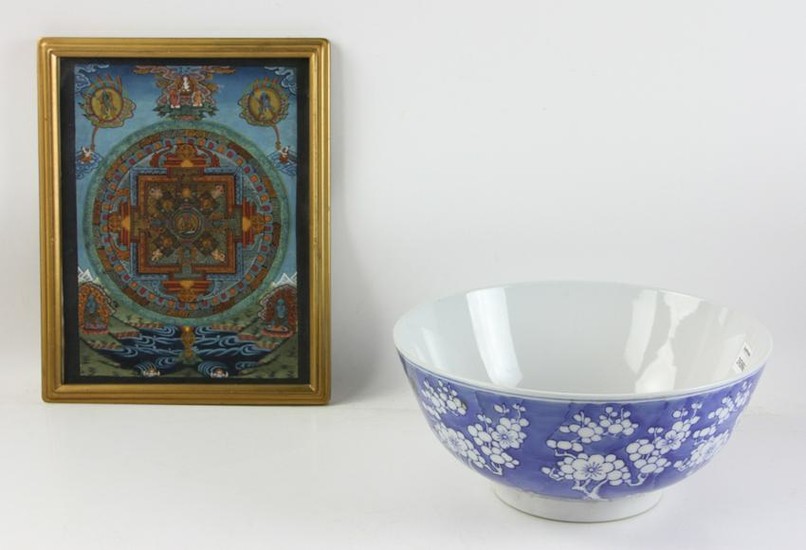 Chinese Blue and White Bowl with Thangka