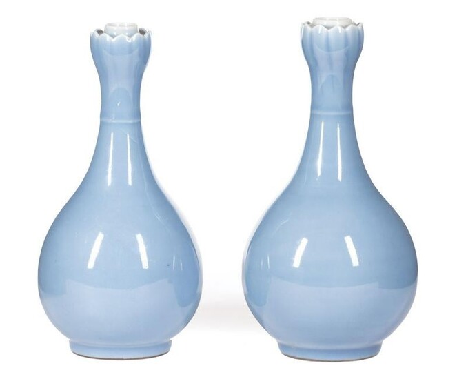 Chinese Clair de Lune Porcelain Lotus Vases
