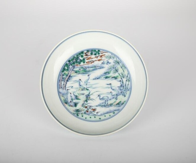 Chinese Doucai Glazed Porcelain Plate, Yongzheng