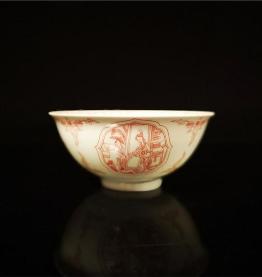 Chinese Red And White Porcelain Bowl