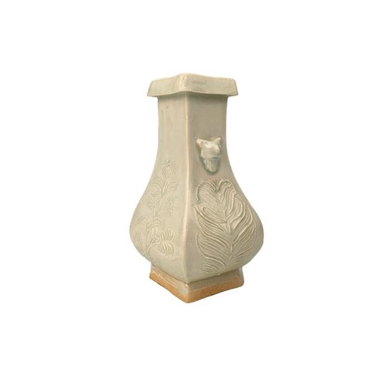 Chinese White Glazed Square Vase