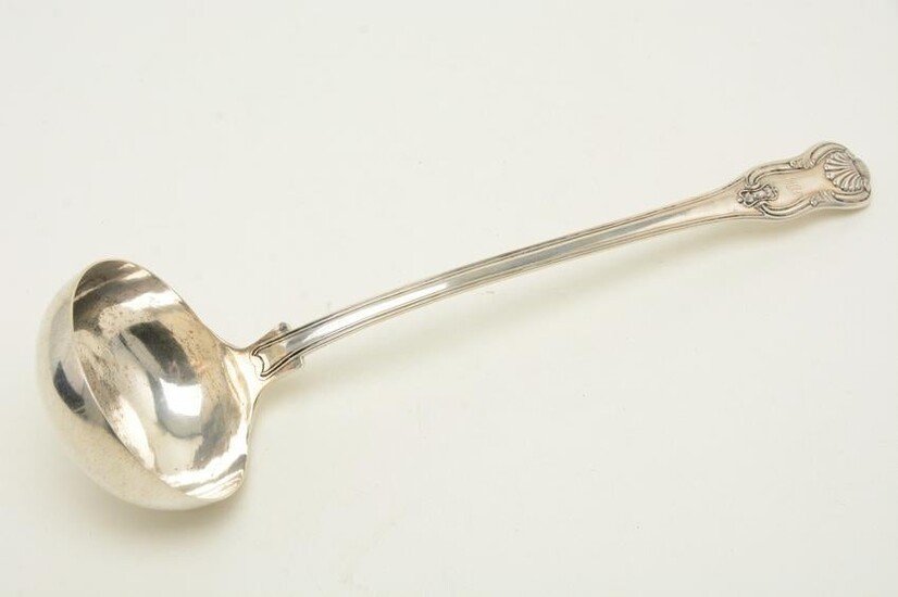 Chinese export silver soup ladle by KHC, mid-19th C.