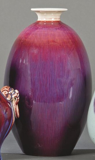 Chinese porcelain ovoid vase with oxblood flambé