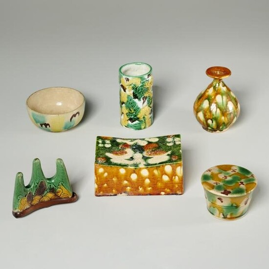 Chinese sancai, egg and spinach glazed ceramics